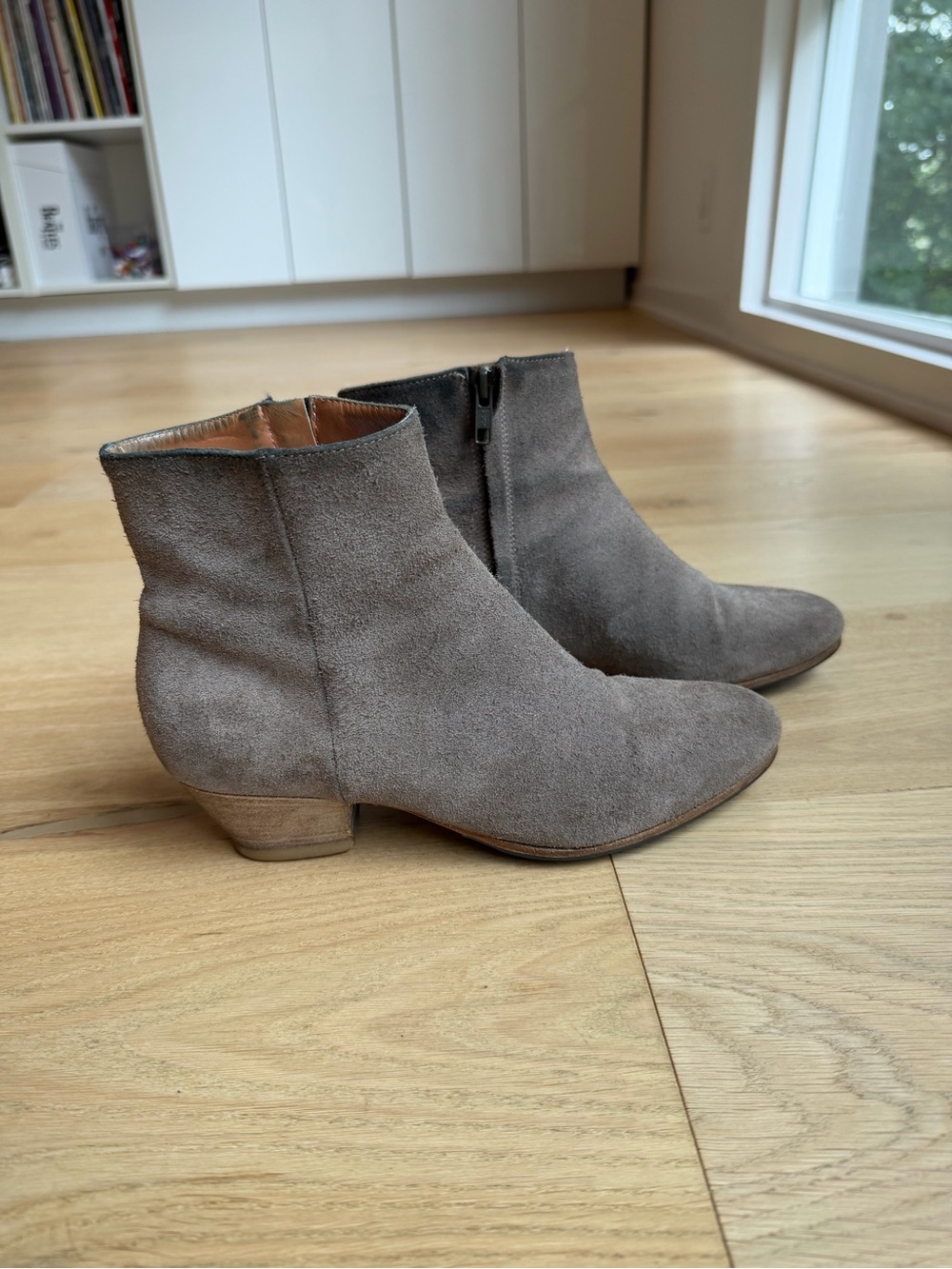 Women's Common Projects Taupe Suede Ankle Boots - Classic Zip Bootie